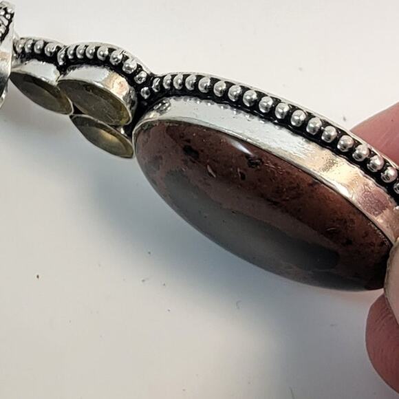 Necklace Pendants Mahogany Obsidian and Yellow Quartz Handmade Jewelry in Silver - Picture 9 of 9